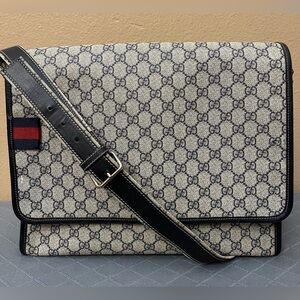 Gucci Monogram Black and Cream Messenger Bag